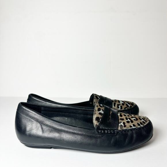 Vionic Piper Loafers Women Leather Leopard Black Print 7 - Picture 2 of 7
